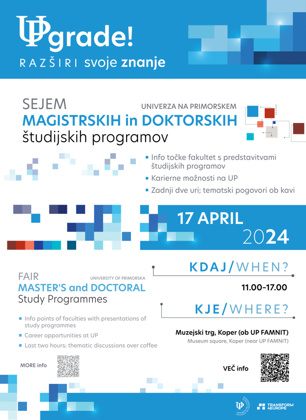 Sejem magistrskih in doktorskih študijskih programov “UPgrade! – razširi svoje znanje”