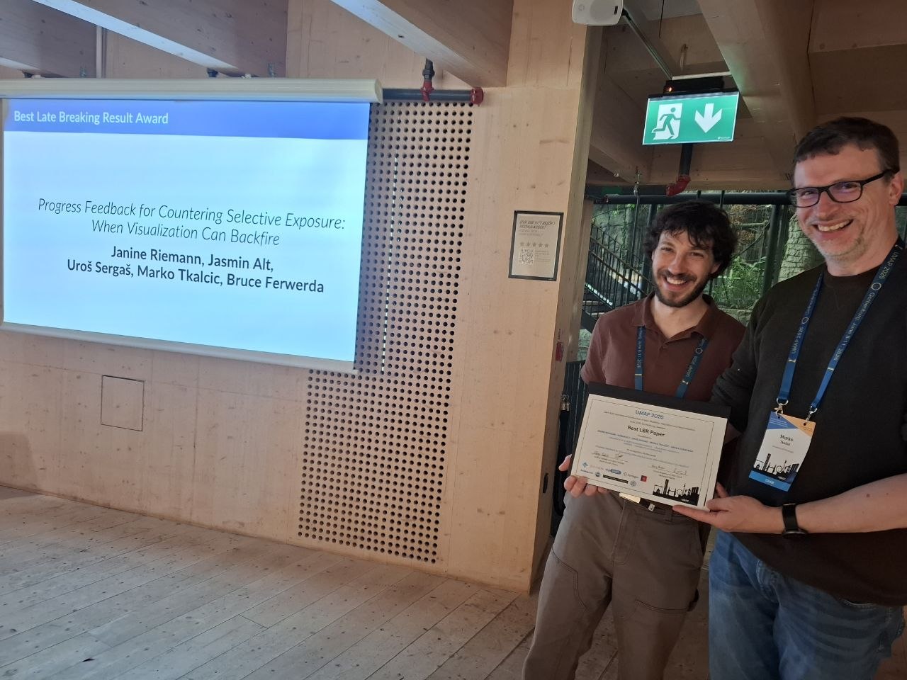 Best Paper Award at the ACM UMAP 2026 Conference