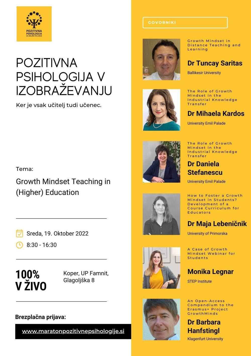 “Growth Mindset Teaching in (Higher) Education” international conference at UP FAMNIT
